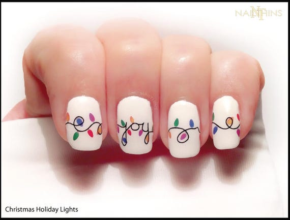 Christmas Lights Nail Decal Holiday Joy Noel Nail Art By Etsy image 0 - Christmas Lights Nail Decal Holiday Joy Noel Nail Art By Etsy