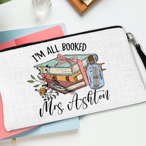 Pochette à glissière pour livre, livres, trousse, cadeaux personnalisés pour professeur, cadeau pour amoureux des livres, sac de bibliothèque, accessoires pour professeur de lecture, cadeau pour bibliothécaire scolaire