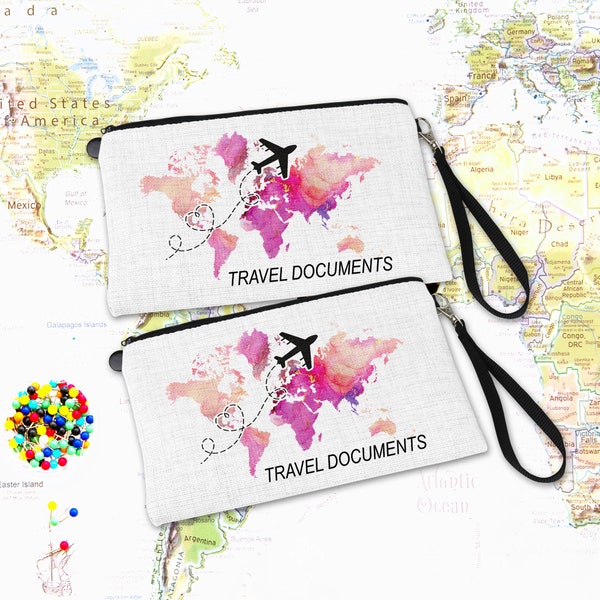 Travel Document Holder, Travel Documents Pouch, Family Travel Wallet, Personalized Passport Wallet, Travel Essentials, Travel Pouch