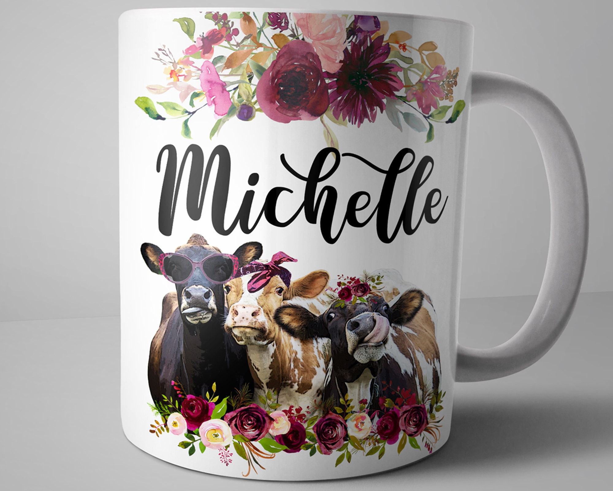 Personalized Cow Mug, Farm Gifts, Personalized Farmhouse Decor, Custo…
