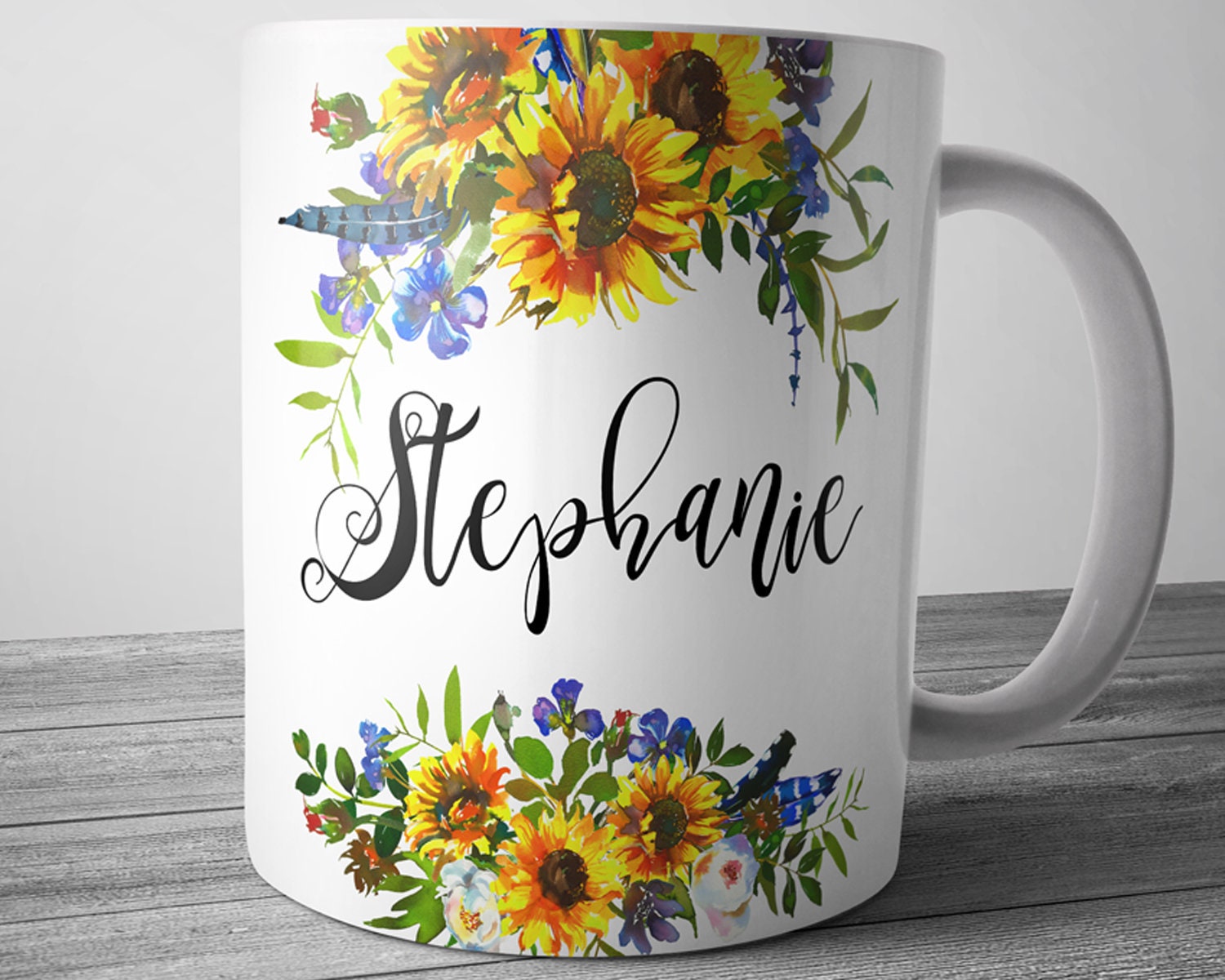 Sunflower Custom Name Mug, Mothers Day Gift, Name Coffee Mug, Persona…