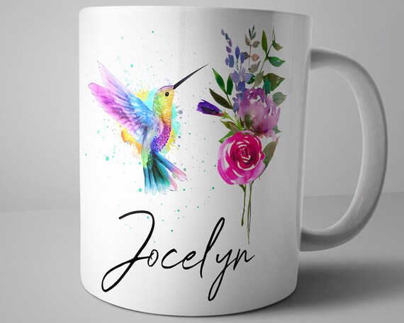 Personalized Hummingbird Coffee Mug Hummingbird With Personalized Name Mug 