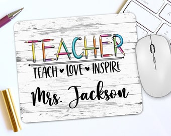 Personalized Teacher Mouse Pad, Teacher Coworker Gift, Custom Teacher Gift, Unique Teacher Desk Decor, Teacher Office Accessories