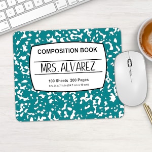 Personalized Teacher Composition Book Mouse Pad, Teacher Appreciation Gift, Custom Desk Decor, Unique Teacher Week Gift Idea, Teacher Gifts