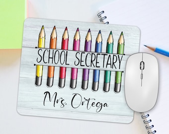 School Secretary Coworker Gifts, Secretary Mouse Pad, School Receptionist, Personalized School Desk Decor, Front Office Crew, Office Decor