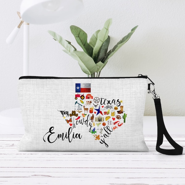 Texas Welcome Gift For Women, Texas Gift Bag, Moving To Texas, Custom Texas Toiletry Bag, Personalized Makeup Bag, Texas Travel Pouch