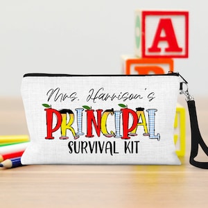 School Gifts For School Principal, Teacher Survival Kit Bag, Principal Appreciation, Thank You Gift, Custom Pencil Pouch, New Principal Gift