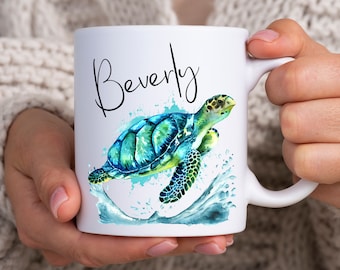 Turtle Coffee Mug, Personalized Sea Turtle Mug, Turtle Gifts, Animal Mug, Personalized Turtle Gift, Turtle Lover Gift, Sea Turtle Gifts