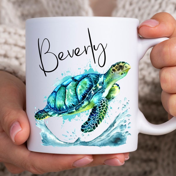 Turtle Coffee Mug, Personalized Sea Turtle Mug, Turtle Gifts, Animal Mug, Personalized Turtle Gift, Turtle Lover Gift, Sea Turtle Gifts