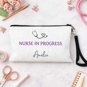 Personalized Nurse In Progress Makeup Bag | Future RN Gift for Nursing Student Daughter