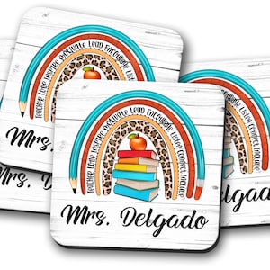 Teacher Birthday Gift, Teacher Coaster, Teacher Staff Gift, Rainbow Coasters, School Gifts For Teacher, Personalized Teacher Gift
