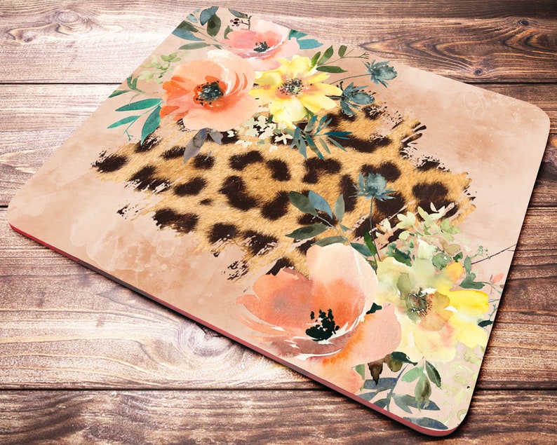 Leopard Print Mouse Pad Office Desk Accessories Floral Mouse Etsy