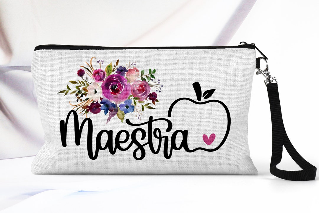 Maestra Makeup Bag Spanish Teacher Gift Teacher Pencil Etsy
