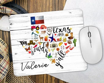 Texas Map Mouse Pad Personalized, Texas Home Gift, Desk Decor, Texas Gifts For Her, Farmhouse Office Decor, Texas Lover, Moving To Texas