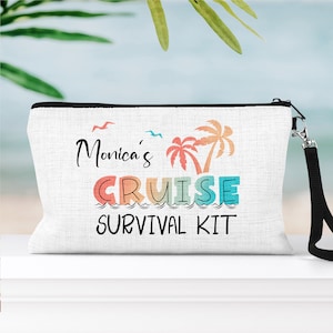 Cute Cruise Survival Kit Bag Personalized Passport Wallet Custom Travel Wallet Essentials Organizer Travel Makeup Bag Cruise Vacation Gifts