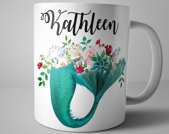 Personalized Mermaid Mug, Mermaid Coffee Mug, Mermaid Gifts For Women, Custom Name Coffee Mug, Personalized Gift For Her, Mermaid Tail Mug