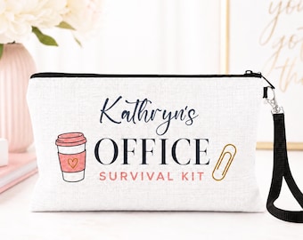 Office Survival Kit Pouch, Personalized Workday Emergency Bag, Coworker Gift for Women
