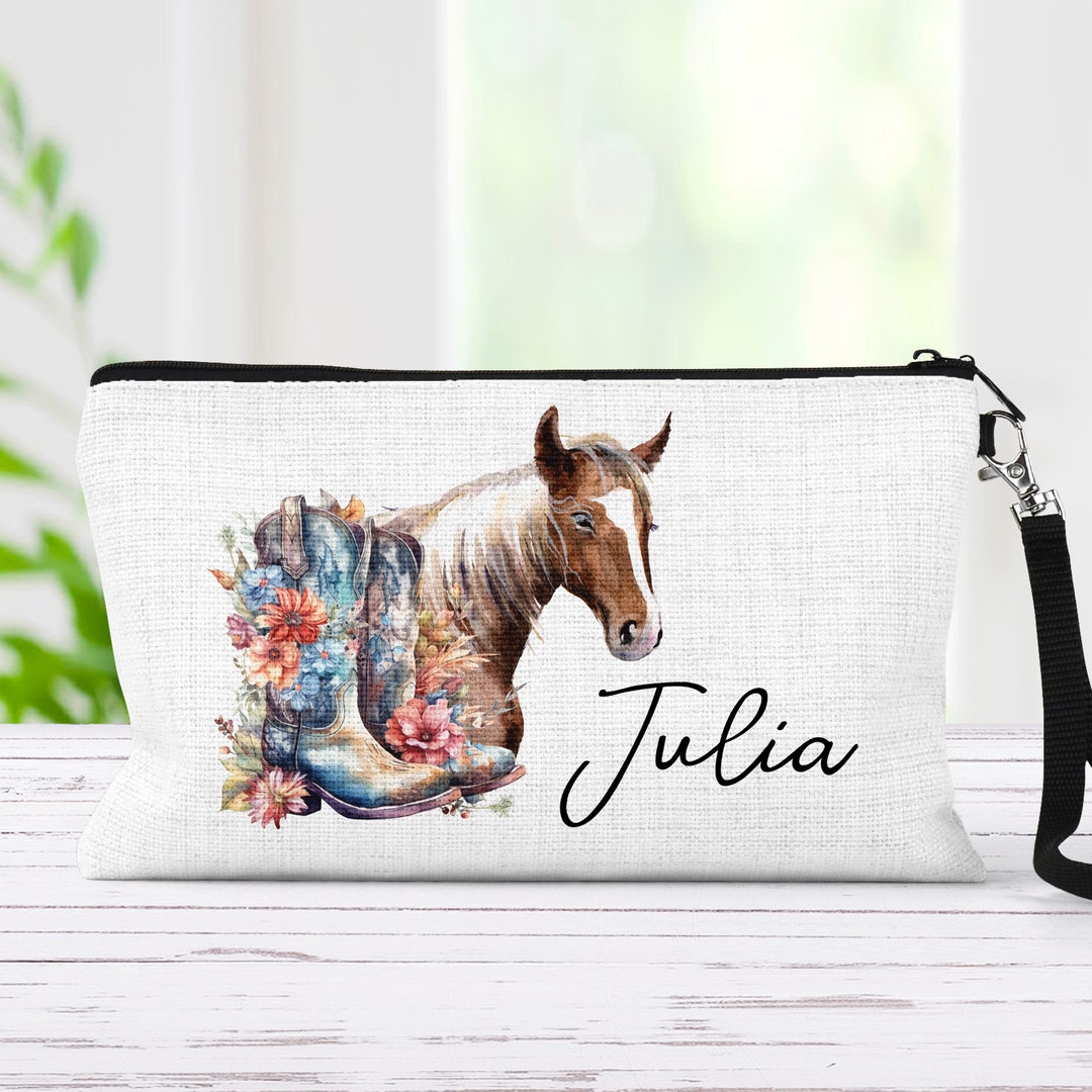 Rodeo Pouch Bag, Personalized Horse Makeup Bag, Country Girl Gifts