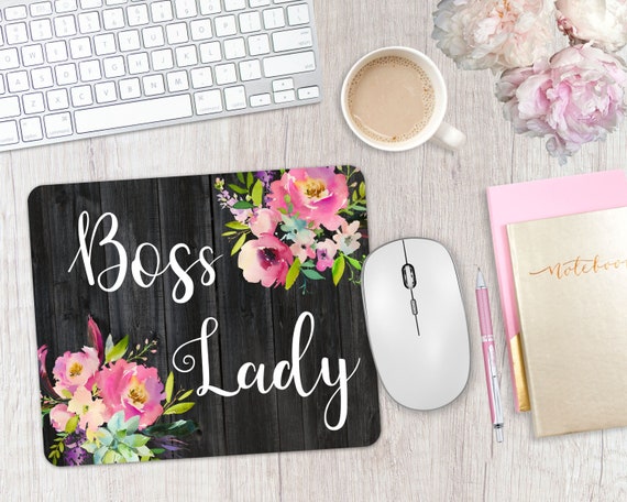 Boss Gifts for Women, Boss Lady Mouse Pad, Boss Day Gift, Office Decor for  Women, Desk Accessories, Boss Lady Gift, Floral Mouse Pad 