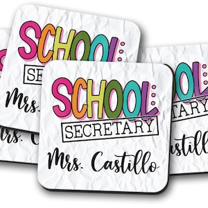 School Secretary Gifts, Personalized School Secretary Coaster, School Office Staff Gifts, School Coffee Coasters, Secretary Appreciation