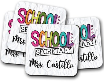 School Secretary Gifts, Personalized School Secretary Coaster, School Office Staff Gifts, School Coffee Coasters, Secretary Appreciation