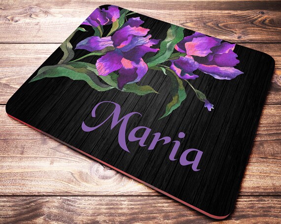 Office Desk Accessories Personalized Mouse Pad Purple Desk Etsy
