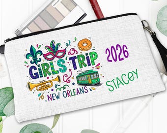 Custom New Orleans Girls Trip Pouch, NOLA Makeup Bag