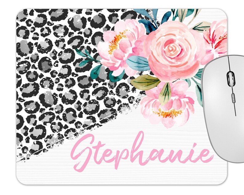 Leopard Print Desk Accessories Personalized Name Mouse Pad Etsy