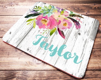 Office Desk Accessories, Personalized Mouse Pad, Office Decor for Women, Floral Mouse Pad, Desk Accessories, Personalized Gift, Desk Decor