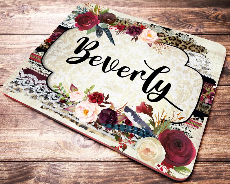 Personalized Office Supplies Name Mouse Pad Boho Desk Etsy