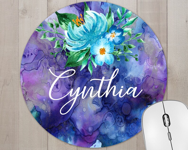 Purple Personalized Mouse Pad Office Desk Accessories Round Etsy