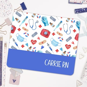 Medical Essentials Pattern Mouse Pad Personalized Nurse Mousepad Nursing Student Desk Accessory Cute Doctor Office Decor Nurse Staff Gifts