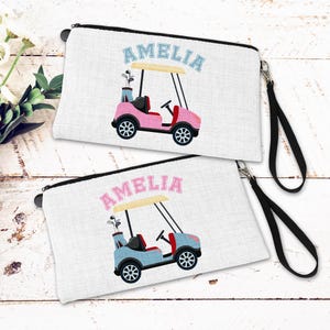 Cute Golf Cart Makeup Bag Personalized Golf Gifts For Girls Custom Golf Tee Bag Girls Golf Weekend Gifts Girly Golf Toiletry Bag