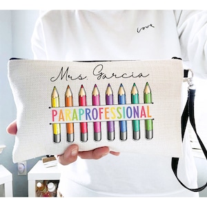 Pochette pour paraprofessionnelle personnalisée pour crayons Sac cadeau pour paraprofessionnel personnalisé Sac pour aide-enseignant pour la rentrée scolaire Cadeau pour aide-enseignant