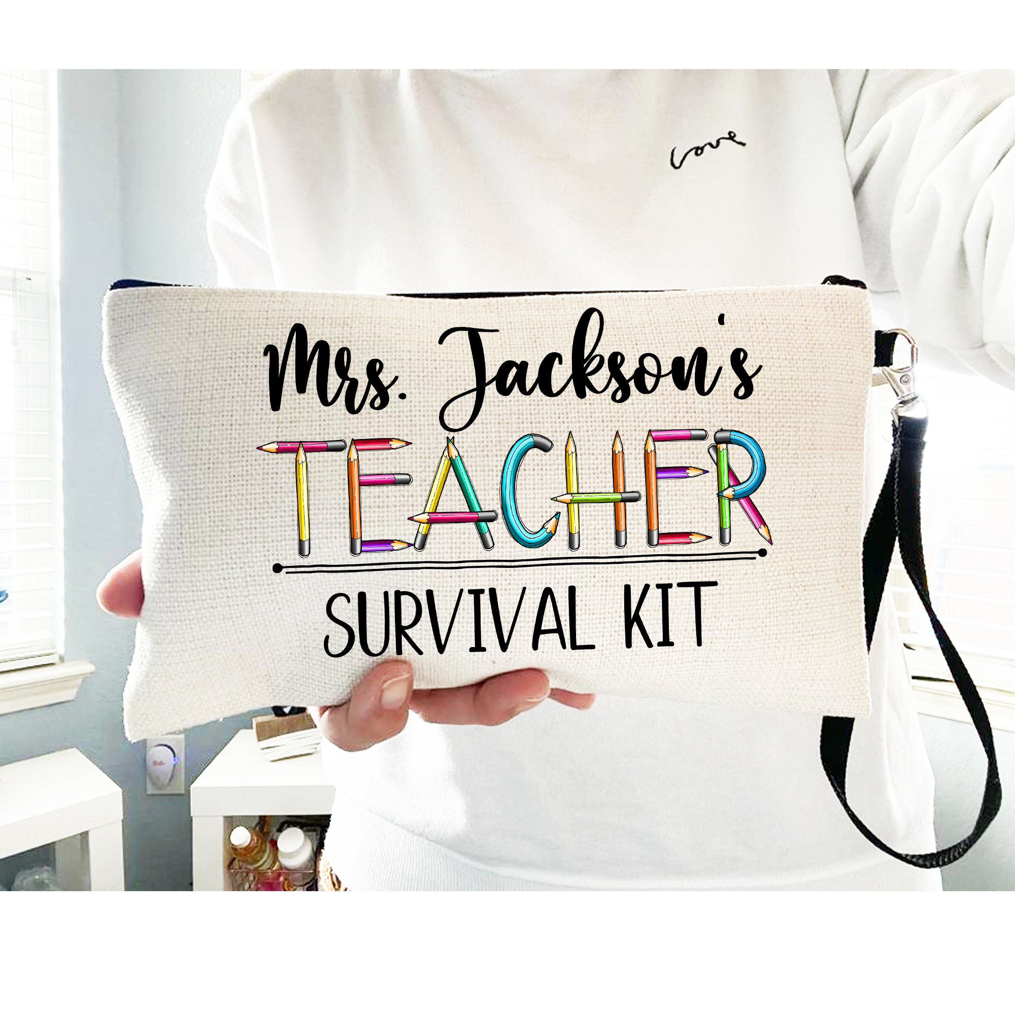 Teacher Survival Kit, Teacher Appreciation Gift, Pencil Pouch, School Gift, Personalized Teacher Graduation Gift, New Teacher Accessory Bag