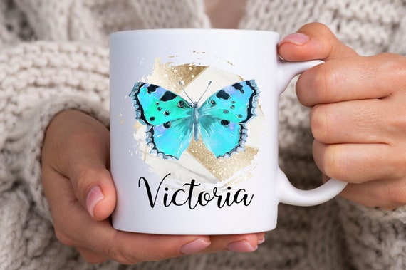 Personalized Butterfly Mug, Personalized Mug For Women, Butterfly Gifts, Butterfly Lover Gift, Custom Name Mug, Butterfly Coffee Mug