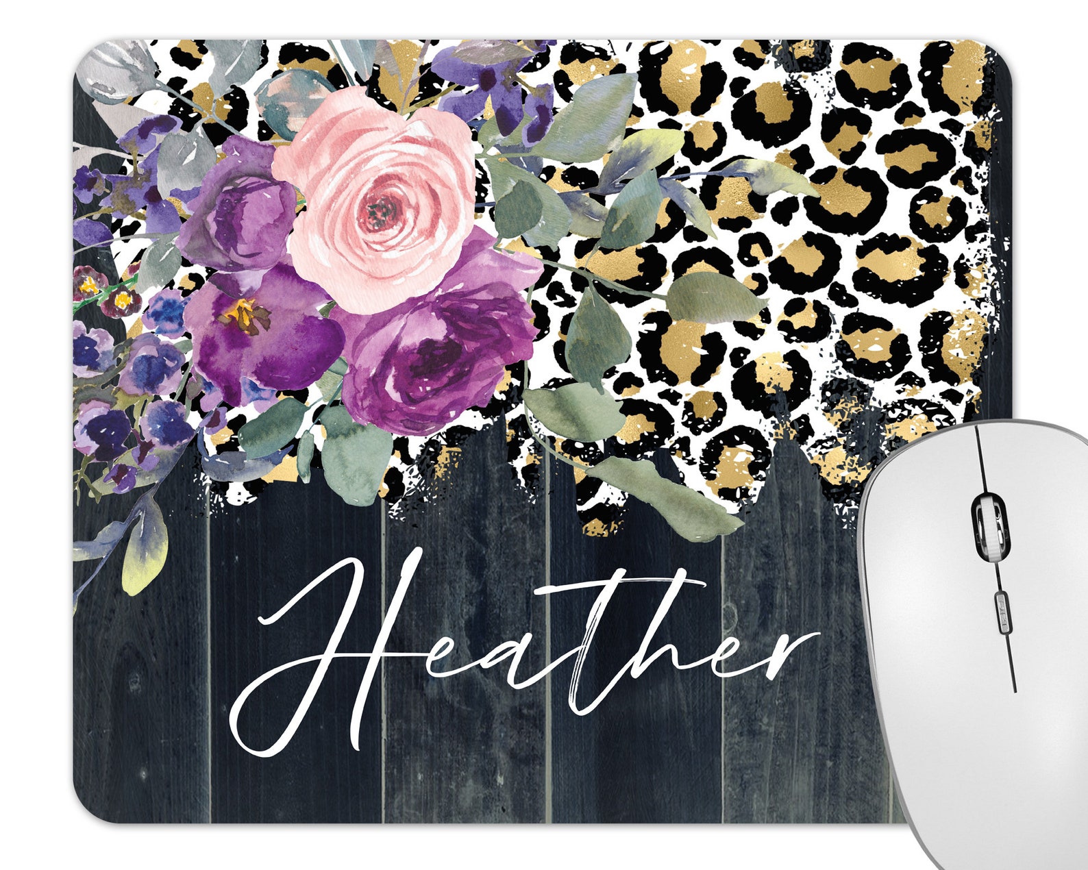 Leopard Print Desk Accessories Animal Print Mouse Pad Etsy