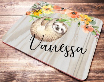 Personalized Sloth Mouse Pad, Funny Desk Decor, Office Desk Accessories, Sloth Gifts, Office Decor For Women, Desk Gifts, Sloth Love