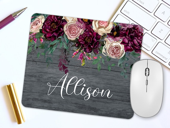 Personalized Desk Accessories, Name Mouse Pad, Coworker Gift, Floral  Mousepad, Office Decor for Women, Desk Gifts for Her, Office Supplies 