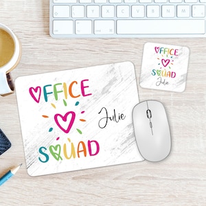 Desk Accessories Set Office Squad Coaster And Mouse Pad Custom Office Team Gifts for Women Colorful Office Decor Secretary Coworker Gifts