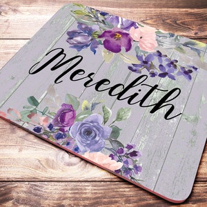 Personalized Desk Accessories, Mouse Pad For Women, Coworker Gift, Personalized Gift For Women, Purple Desk Decor, Office Desk Accessories