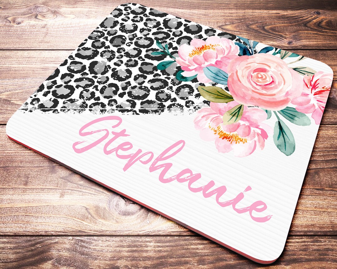 Leopard Print Desk Accessories Personalized Name Mouse Pad Etsy