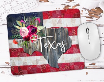 Texas State Mouse Pad, Office Desk Accessories, Texas Gifts, Office Decor, State Mouse Pad, American Flag Mousepad, Office Supplies