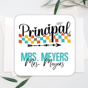 Personalized Principal Gift Coaster, Back-to-School Gift, Retro School Principal Desk Decor, Custom Office Accessories for Principals