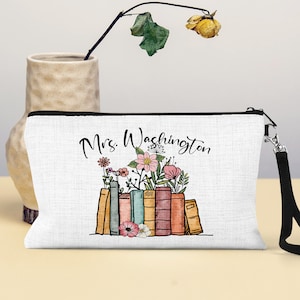 Personalized Library Teacher Gifts, Teacher Accessory Pouch, Librarian Pouch Bag, School Library, Reading Teacher Gifts, Library Crew Gift