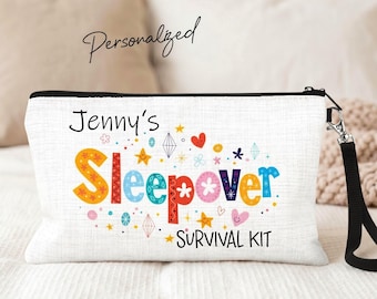 Personalized Sleepover Favor Bag, Slumber Party Makeup Pouch For Girls