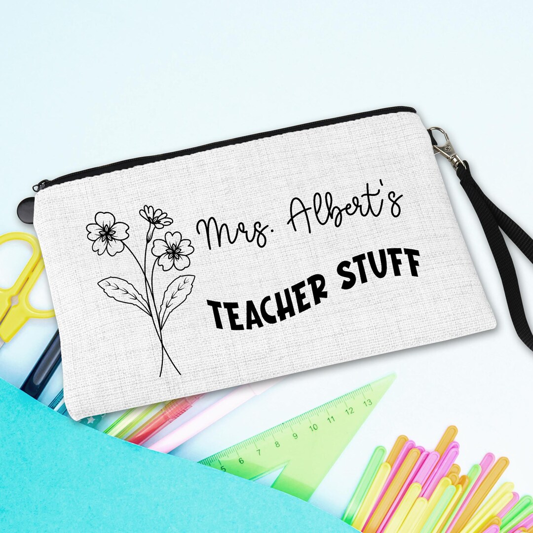 Personalized Teacher Stuff Bag Teacher Pouch Custom Name Pencil Case ...