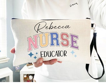 Gift For Nurse Educator, Personalized Nurse Makeup Bag, Nursing Teacher Gift, Custom Nurse School Bag, Nursing Educator Pencil Pouch
