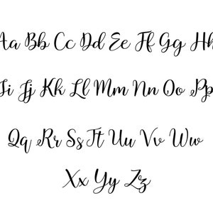 May include: A handwritten alphabet in cursive script, with each letter displayed in lowercase and uppercase. The letters are written in black ink on a white background.
