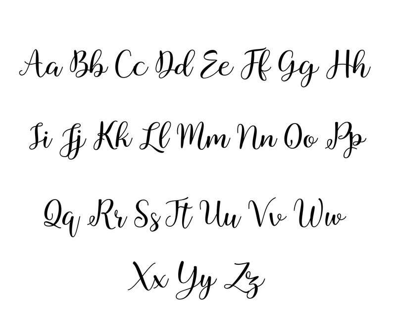 May include: A handwritten alphabet in cursive script, with each letter displayed in lowercase and uppercase. The letters are written in black ink on a white background.